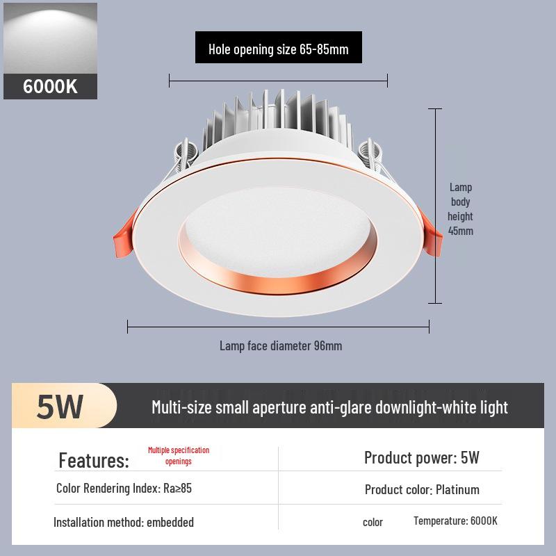2-Inch Recessed Spotlight: Small Downlight for Ceiling In Living Room, Bullseye Hole Design, Opening Size 55.5cm X 606.5cm