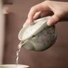 Ru Kiln Hand-Held Pot Cover Bowl Teacup Chinese Style Lily Ceramic Is Not Hot, Single High-End Tea Bowl Tea Set