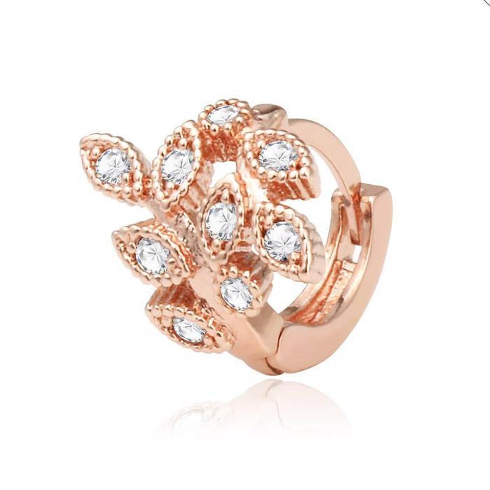 Lily 14K Gold Needle Cubic Rose Gold Leaf Ring Piercing (S8539494)
