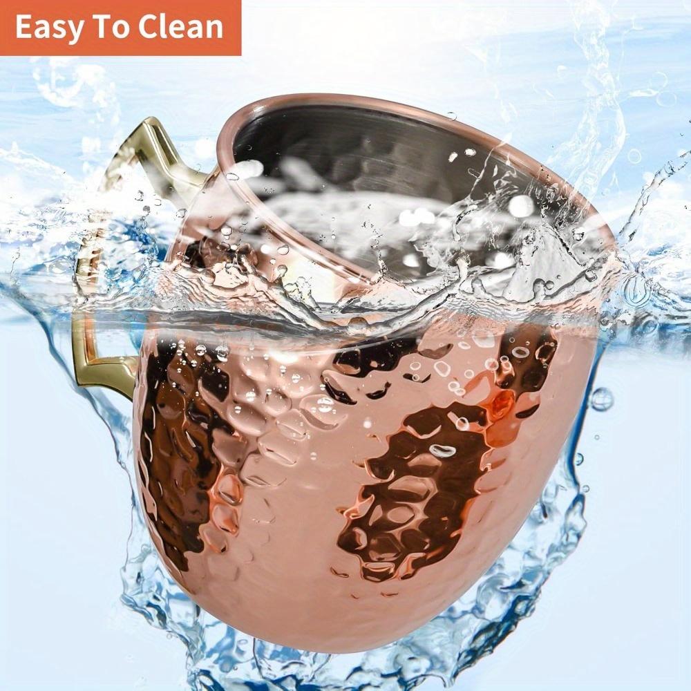 1pc Moscow Mule Mugs Hammered Copper Cups with Stainless Steel Lining and Gold Brass Handles for Cold Drinks Beer Wine Bars Parties