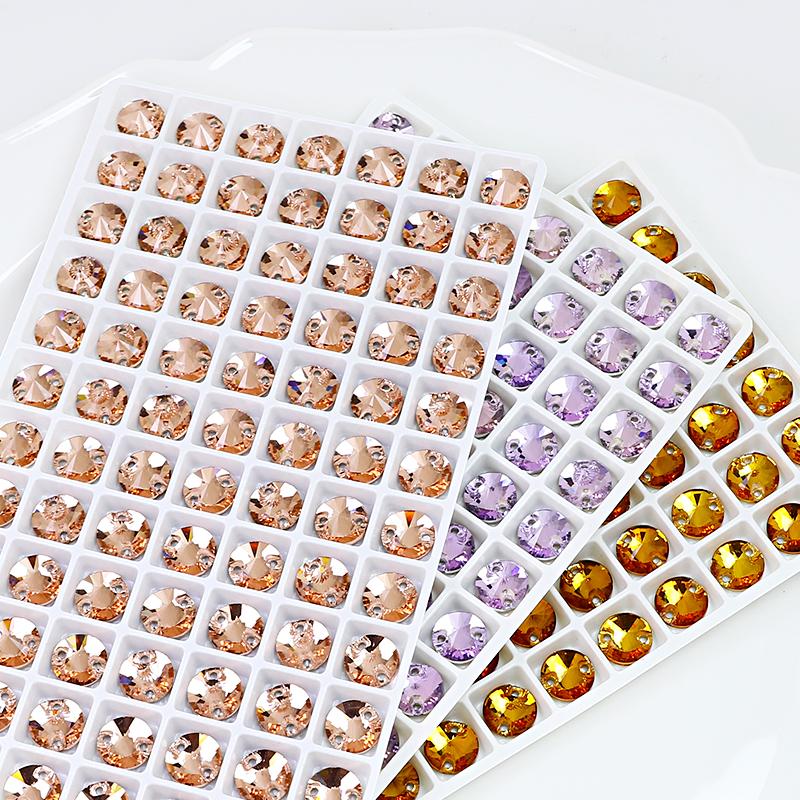 Dongzhou Crystals Rivoli Shaped Flatback Sew On Rhinestones Non Hotfix Crystal Beads Garment Shoes Sewing Accessories