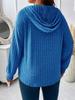 2025 Autumn/Winter V-Neck Plus Size Women's Hooded Ribbed Long Sleeve T-Shirt