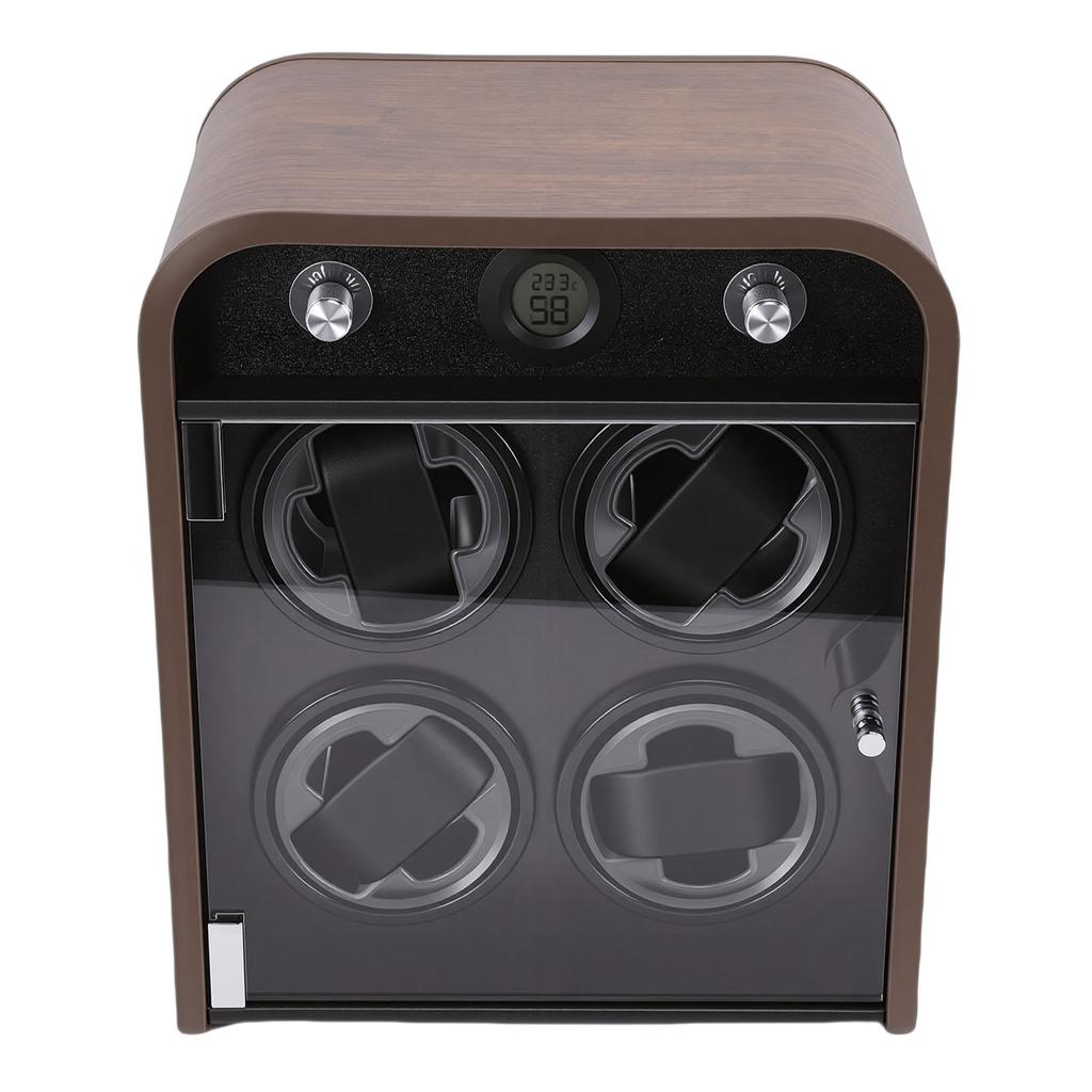 Watch Winder for 4 Mechanical Watches 5 Modes Quiet Automatic Watch Winder Display Storage Box with LED Light Temperature Humidity Sensor