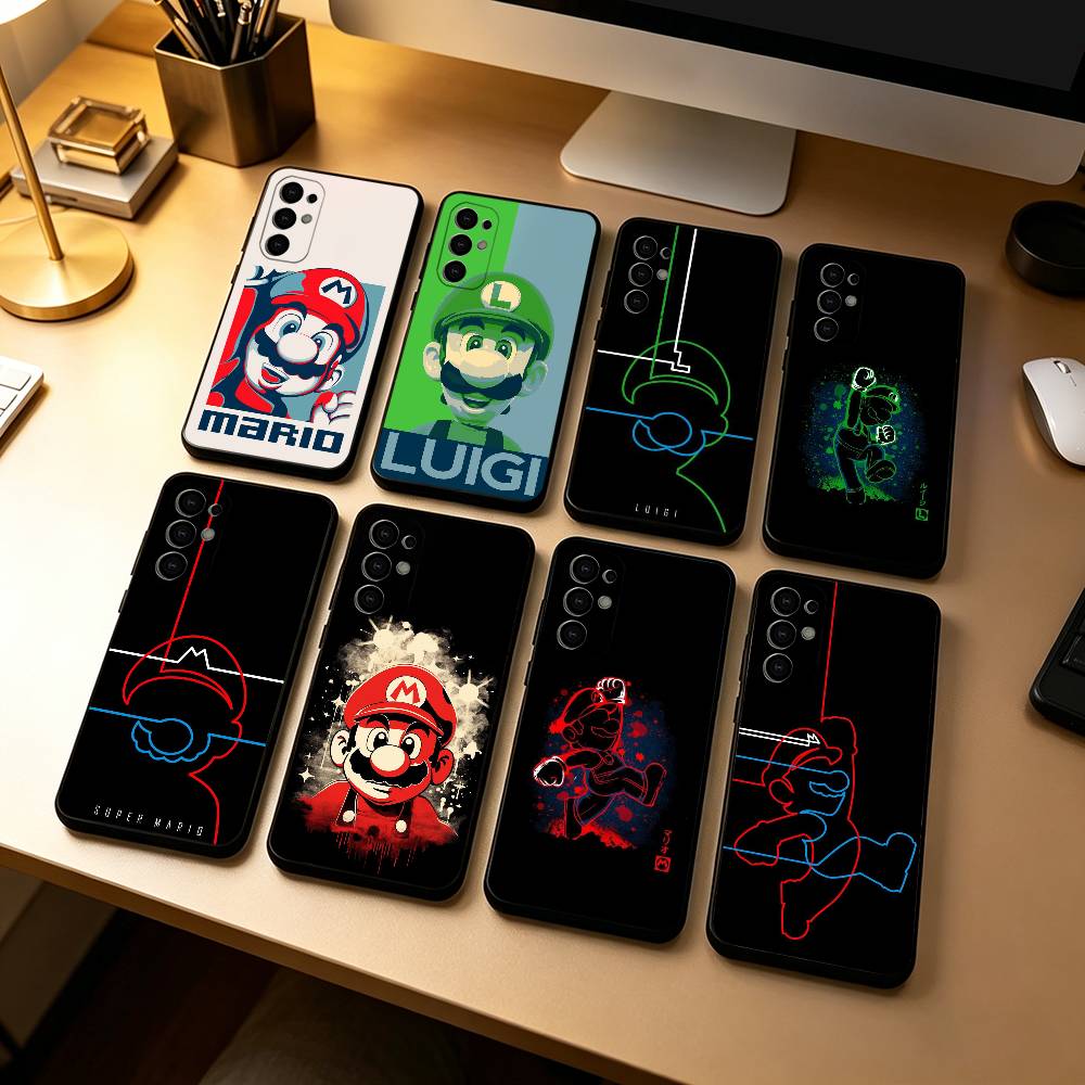 cartoon Super-M MarioS Bros Phone Case For Samsung S25,S24,S21,S22,S23,S30,Ultra,S20,Plus,Fe,Soft Silicone Black Cover