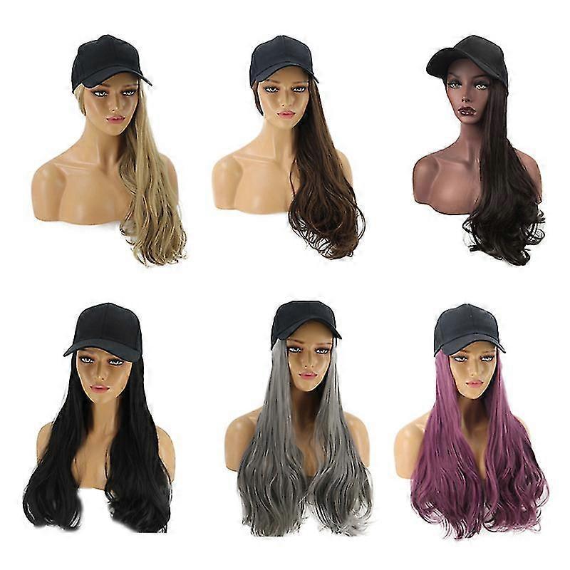 Charming Women Lady Long Curly Synthetic Wig Hairpiece Hair Extension with Hat