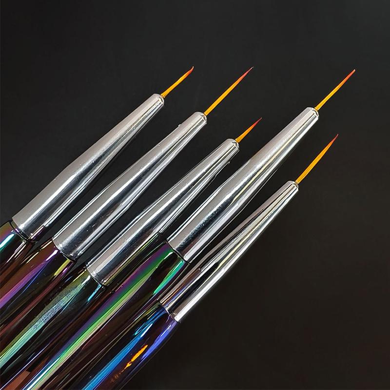 5Pcs/Set Acrylic French Stripe Nail Art Line Painting Pen 3D Tips Manicure Slim Line Drawing Pen Uv Gel Brushes Painting Tools