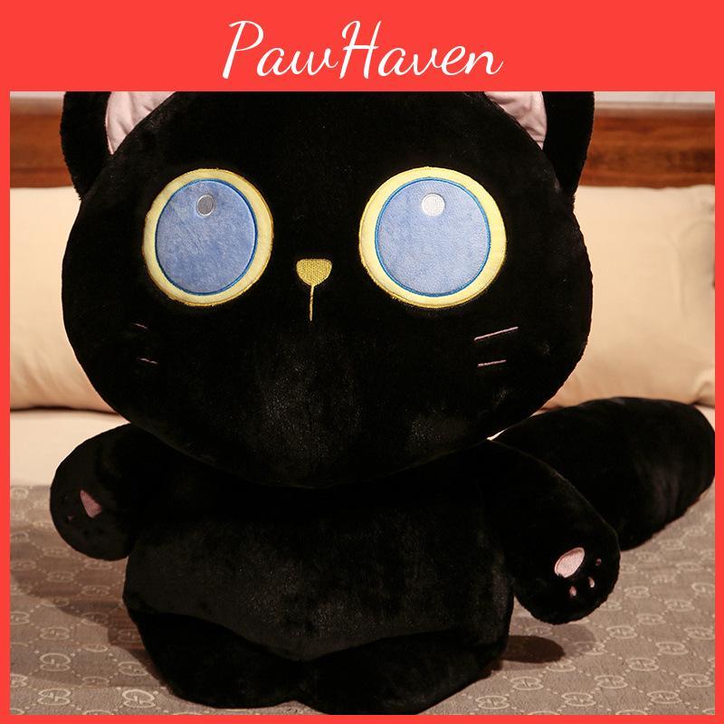 Cat Black Plush Toy Stuffed Animal With Pp Cotton Filling For Kids Bedroom Decor