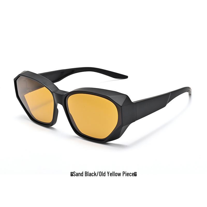 3D Faceted Polarized Cycling Overglasses - Prescription-Compatible Anti-UV Sunglasses