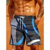 Men's Quick-Dry Beach Shorts with Artistic Geometric 3D Print, Casual Drawstring Waist - Perfect for Summer Vacations