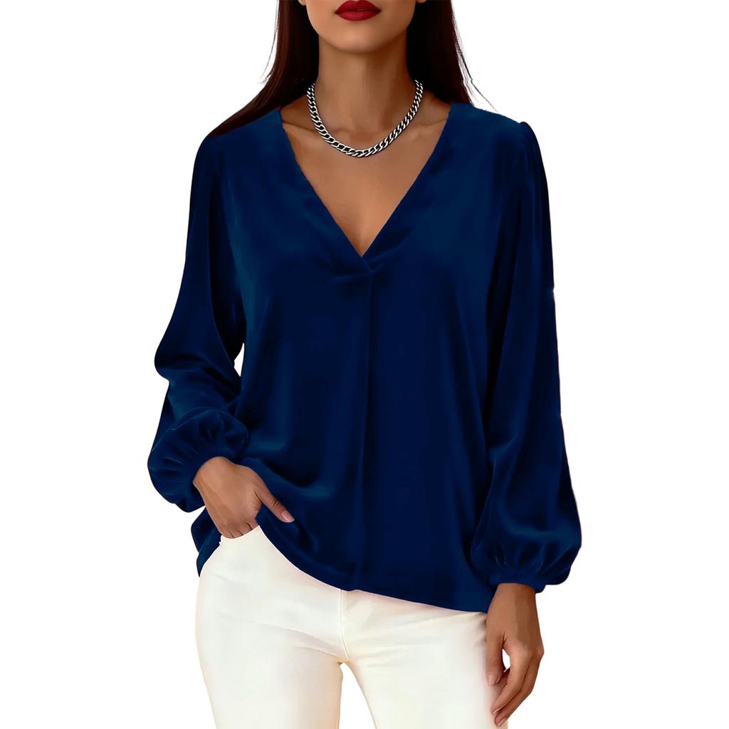 Women's Fashion Long Sleeve Casual Velvet Blouse