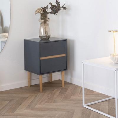 Bedside Table 2 Drawers 40x35x55 Cm Teal and Natural