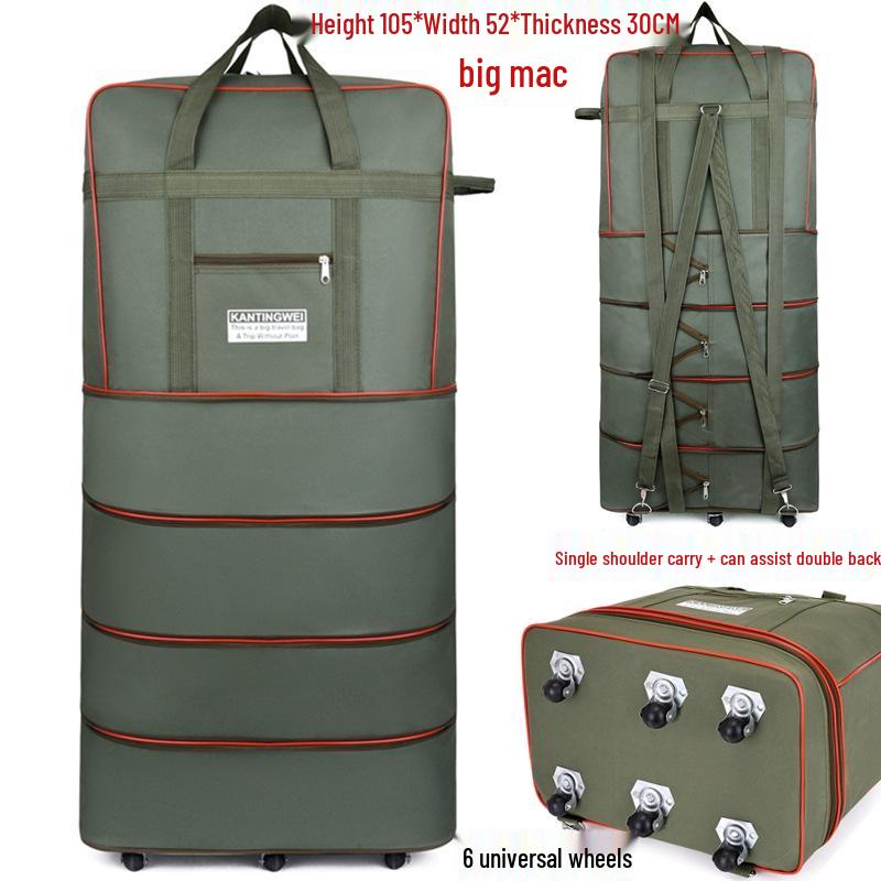 158L Aviation Large Capacity Rolling Travel Bag - Foldable Wheeled Luggage Storage, Oxford Cloth
