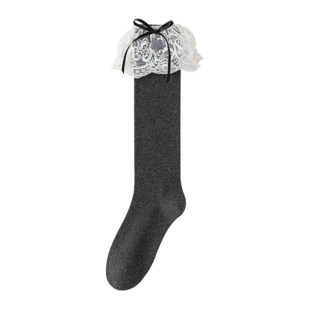 Lace Ruffle Stockings College Style Warm Socks Fashion Long Socks  Autumn Winter