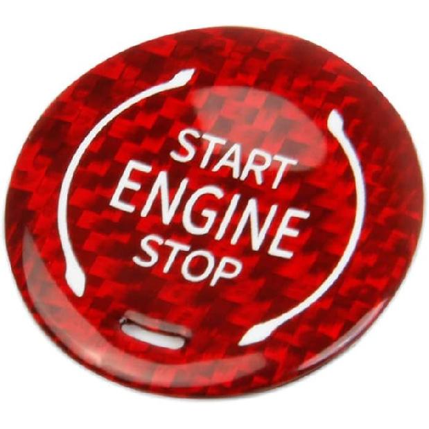 Crosselec Red Carbon Fiber Engine Start/Stop Push Start Button Cover Trims for Chevrolet Corvette C8 2020-2025