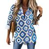 Women Street Fashion Shirt Abstract Evil Eye Casual 2025 New Spring and Autumn Blouse Long Sleeve Vintage Print Office Blouses