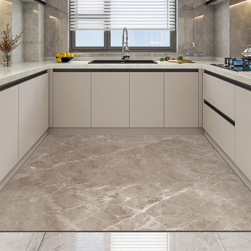 Marble Pattern Kitchen Carpet Stone Pattern Foot Mat Gray Black Dirty Resistant PVC Rug Waterproof Anti-Slip Art Floor Mat