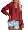 Autumn Winter Women's Button Front Knitted Pullover V Neck Sweater Long Sleeved Knitwear Luxurious Relaxed-fit Slimming and Versatile Top
