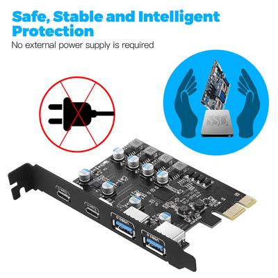 Typ-C USB 3.2 Gen2 PCIe-Karten-Hub USB 3.0 PCI-Express-Board 2*USB-A-Ports+2*Typ-C-Ports/USB3.2 GEN1 PCI-E-Erweiterungskartenadapter
