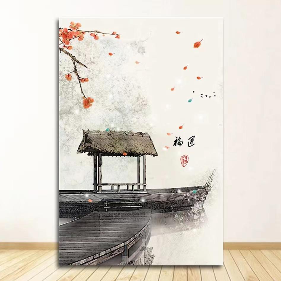 Vintage Style Ink Painting Buddha Mural Art Oil Painting Nordic Canvas Painting Poster Living Room Decorative Painting