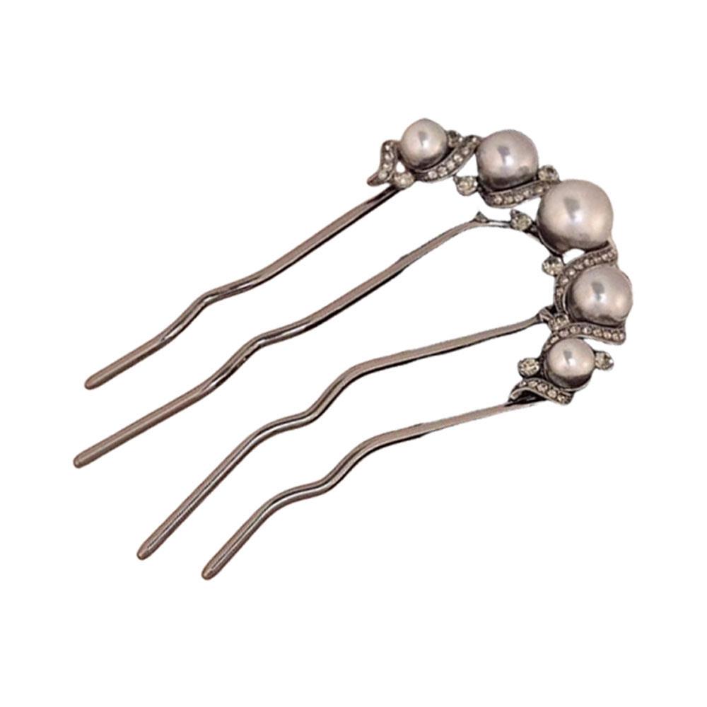 Pearl Flower Wavy Hair Combs U Shaped Hairpins Hair Clips For Women Elegant Style Headband Forks Hair Styling Tools Headdress