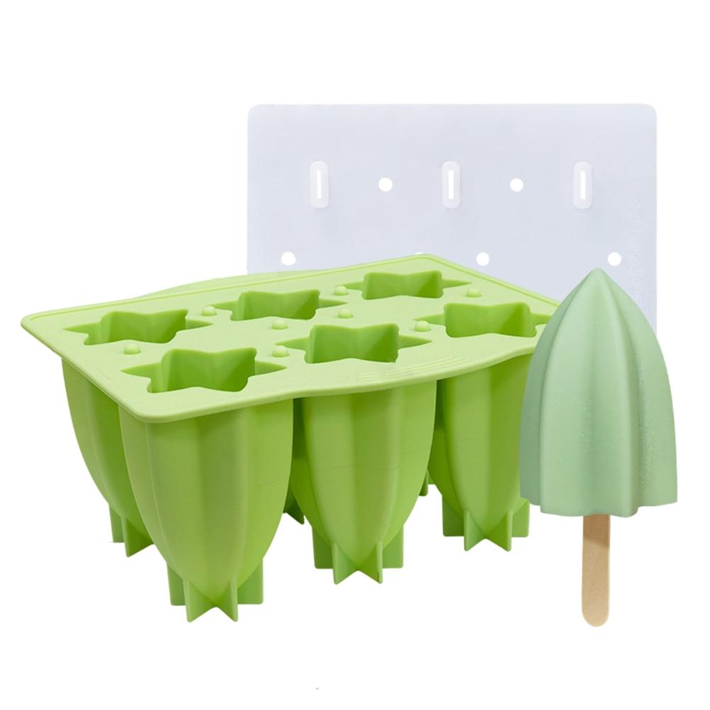 6 Cavity Carambola Silicone Ice Cream Mold with Lid DIY Ice Lolly Mold Popsicle Ice Mould