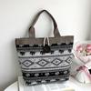 Canvas Bag Ethnic for Women Style Pattern Shoulder Bag Retro Casual Tote Handbag Splicing