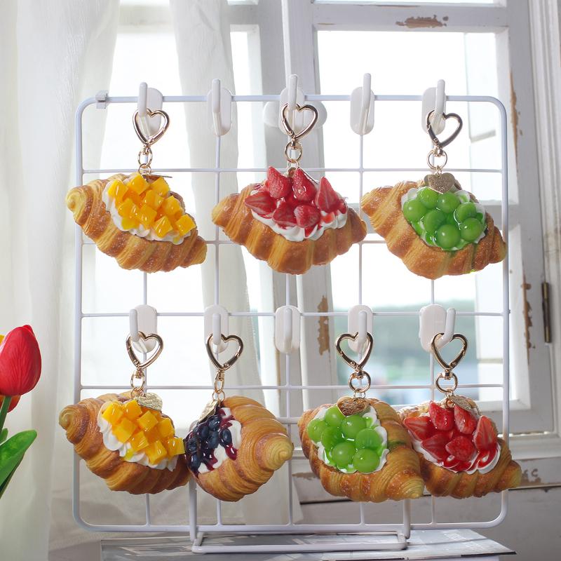 Cute Simulated Fruit Tower Keychain Creativity Desserts Pendant Car Key Ring Backpack Decoration Pendant Accessories Gift