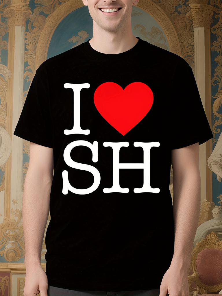 I Love SH Graphic Tshirt - Bold SH Lettering and Red Hear...