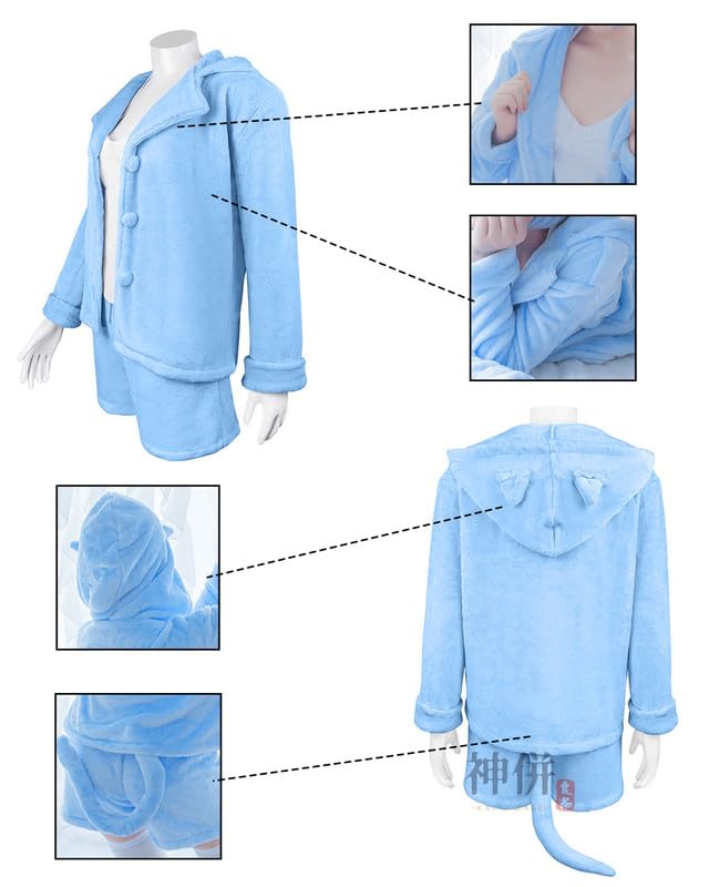 Starting Life in Another World Ram and Rem Cosplay Costume with Cat Mode Cat Ram Cosplay Costume for School and Stage Wear Cat Mode Size [Excellent