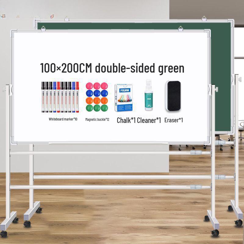 Double-Sided Mobile Easel Whiteboard/Blackboard for Home or Office Use