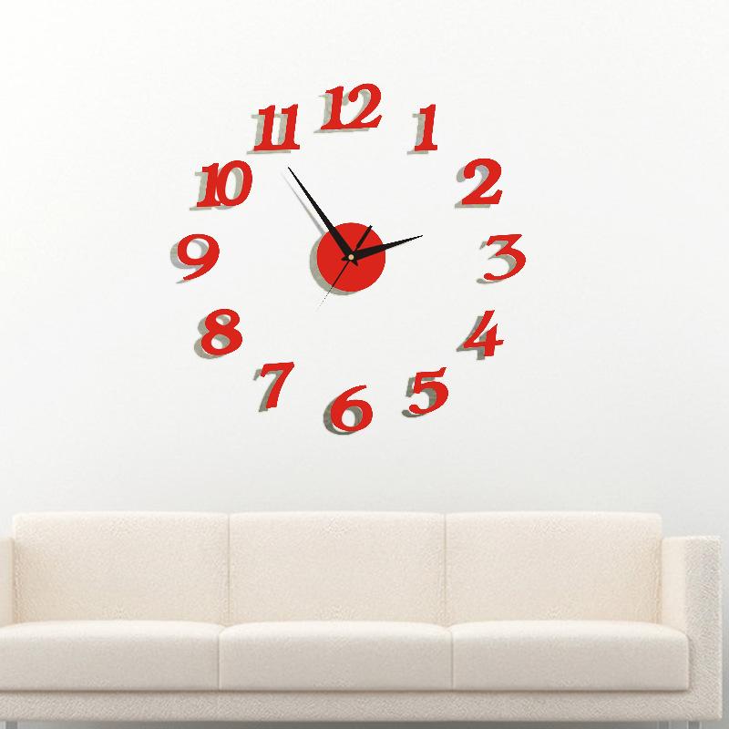 

Акриковые цифровые настенные часы в европейском стиле для спальни, креативные настенные часы, часы для самостоятельной сборки, часы для гостиной без перфорации, настенные часы-наклейка mirror silver