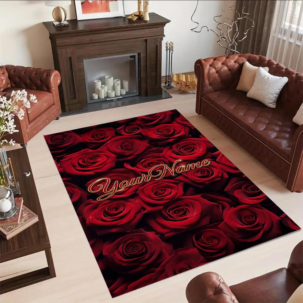 Rose Customize Text Floor Mat Suitable for Entryway Balcony Hallway Living Rooms Antislip Carpet Office home decor Best for Christmas