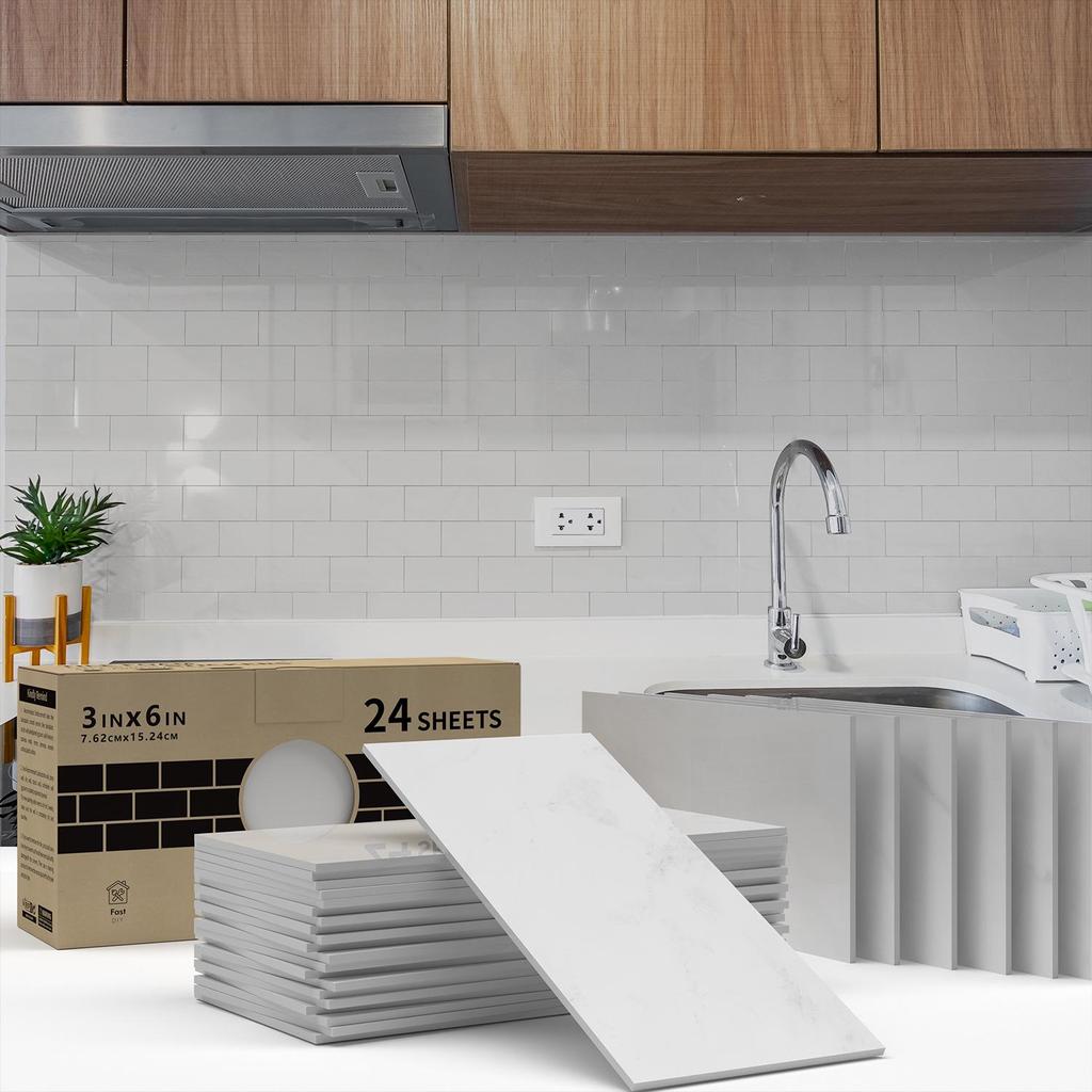 Marble-Style Waterproof Foam Wall Tile Stickers for Bathroom and Kitchen