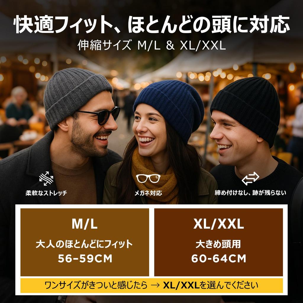 and Merino Wool Fisherman Beanie Hat for and Camping Sizes TOP-EX Men's Women's Winter, Outdoors, (Navy, XL/XXL)