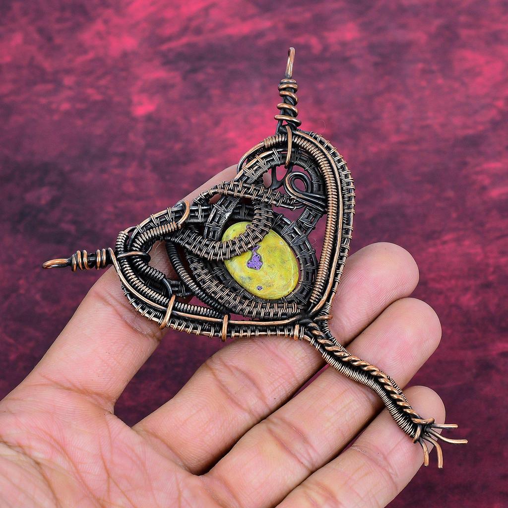 Stichtite Natural Gemstone Pendant Handmade Pendant Copper Wire Wrapped Antique Jewelry