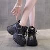 Fashion 10CM Women Casual Leather Shoes New Autumn Breathable Mesh Chunky Sneakers Street Height Increased Shoes Thick Platform Sneakers