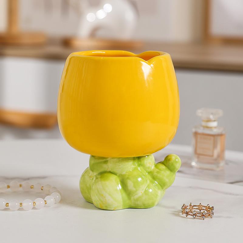 Ceramic Tulip Flower Vase Desktop Decoration Cute Flower Vase Arrangement forried Flower Living Room Decor Home Table Decor Gift
