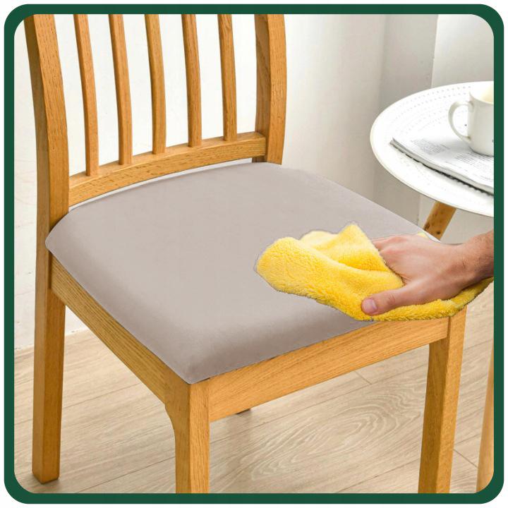 Seat Cover 40X40Cm Cool Beige Velvet Elastic [60S-Cp]