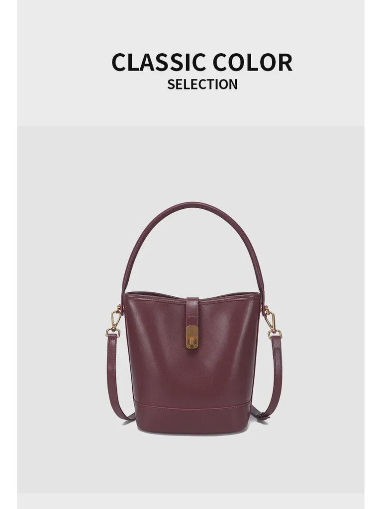 Damska luksusowa torba typu bucket z prawdziwej skóry - 2025 Modny, uniwersalny styl na ramię i do noszenia na ramieniu