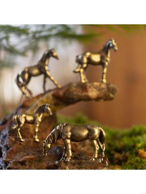Alloy Horse Statue Miniature Decoration Garden Sculpture For Indoor Use X3UC