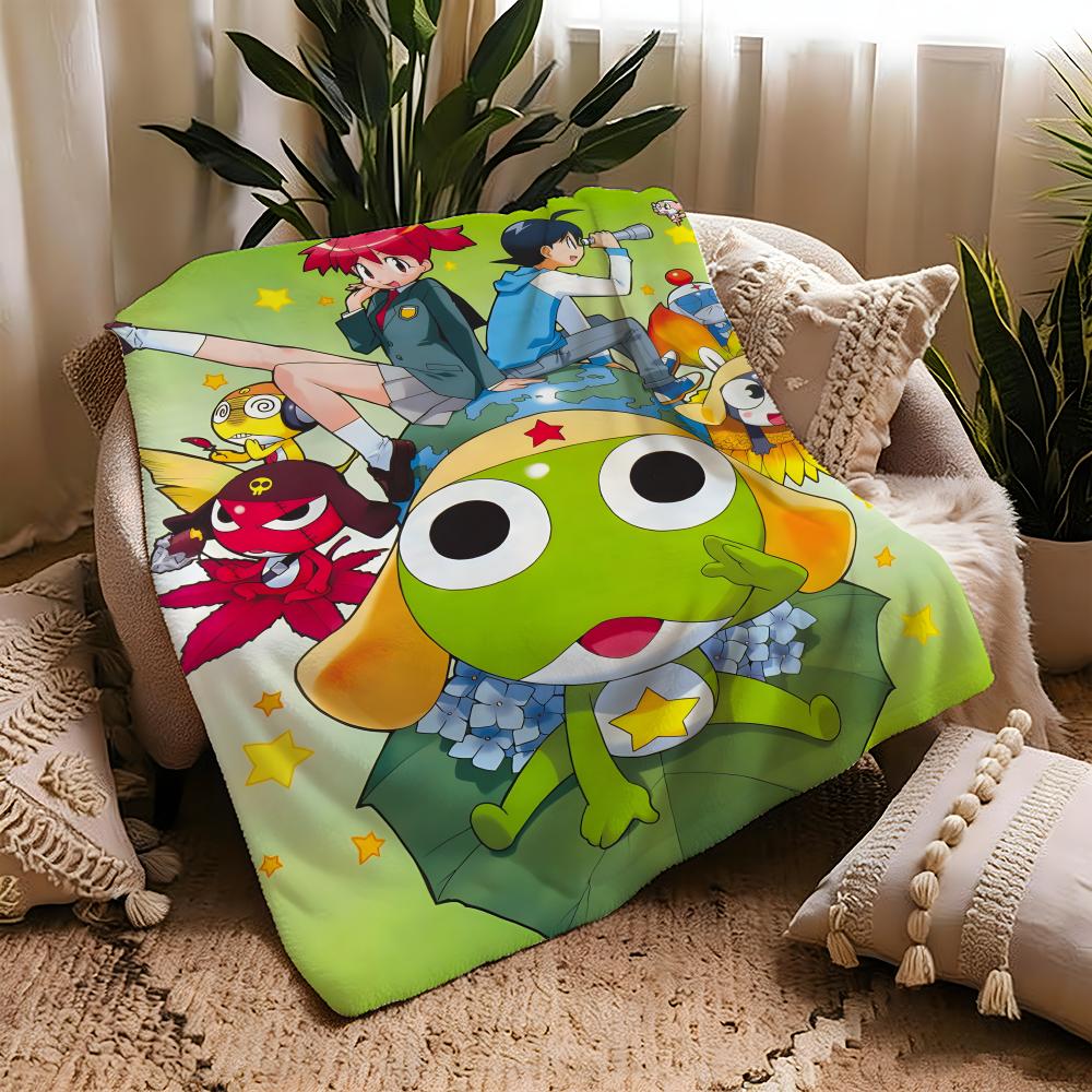 Anime K-Keroro Gunso-o Throw Warm Soft Flannel Blanket, Multi-use for Sofa Bed Camping Travel Nap
