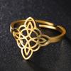 LIKGREAT Hollow Trinity Witch Knot Adjustable Ring for Women Men Stainless Steel Celtics Knot Amulet Couple Jewelry BirthdayGift
