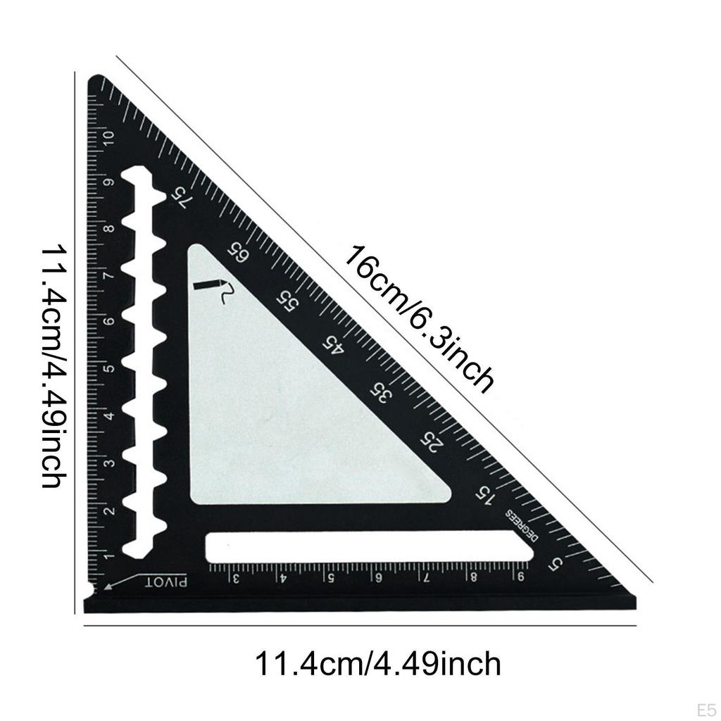 Escuadra de triángulo de 45/90 grados, escuadra de carpintero, profesional, resistente al desgaste, calibre de medición para bricolaje