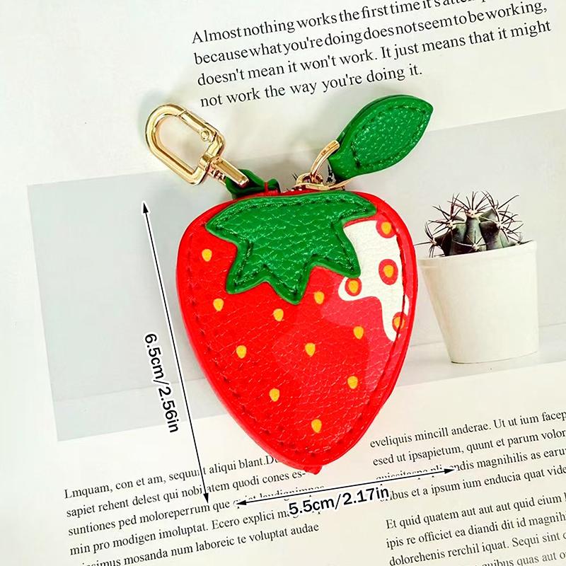 

Fruit Shape Strawberries Design Fruit Charm Coin Purse Oranges Cute Earphones Keychain Mini Pouch Wallet Gift For Women as the picture