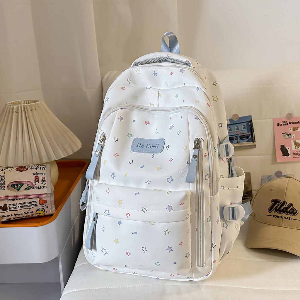 Schoolbag Korean Version of Small Fresh Schoolbag Japanese Princess Versatile Cute Star Printed Backpack Junior High School Class Backpack