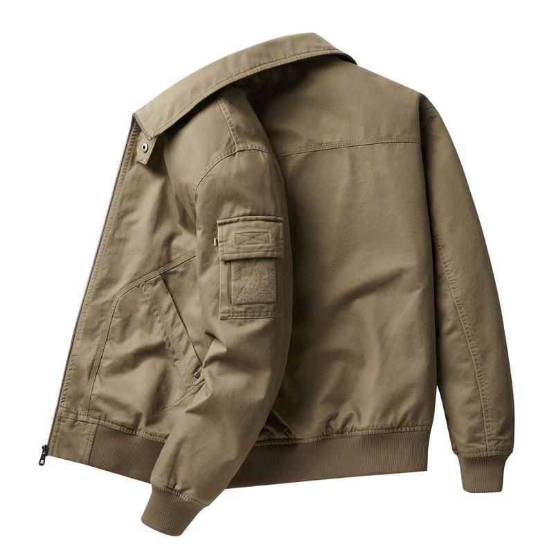 2026 Herren Arbeitsjacke aus reiner Baumwolle mit hohem Kragen, Frühling/Herbst, lässig, lockere Passform, japanischer Stil