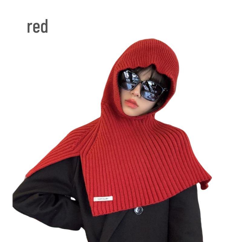 Warm Knit Hooded Shawl: Autumn/Winter Windproof Wool Pullover Hat