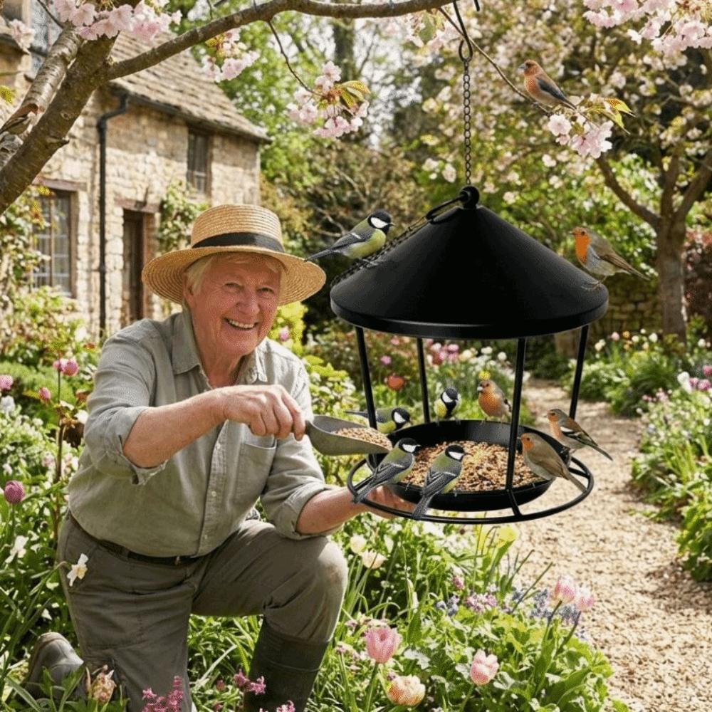 Spacious Holder Hanging Bird Feeder Rustproof Bird Food Container  Outdoor Garden