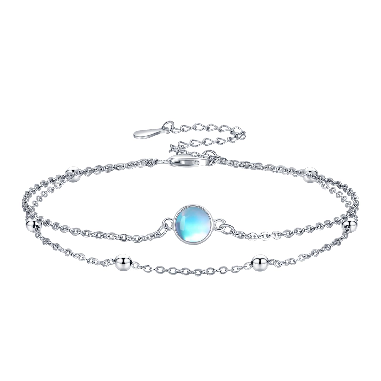 

Moonstone Double Bracelet for 925 Double Bracelet for Platinum New White Gift for Anniversary [StoryMidir] Women, Silver, Hypoallergenic, Women,