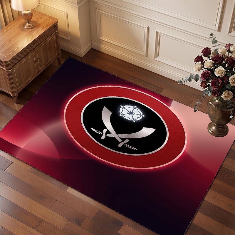 Sheffield United Football Print Crystal Velvet Rug, Comfortable Water Absorbent Non Slip Indoor Floor Carpet